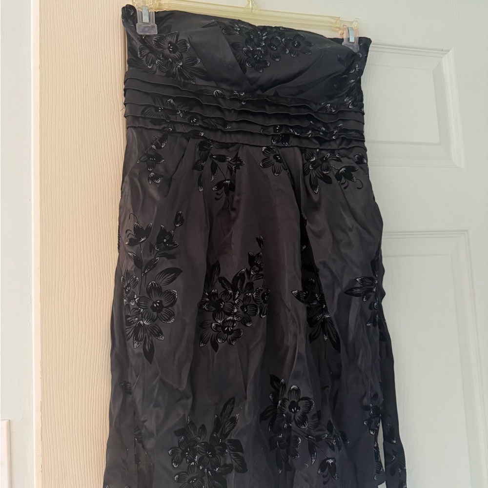 H&M Black Strapless Floral Dress